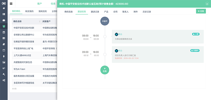 织蝶云CRM商机跟进任务