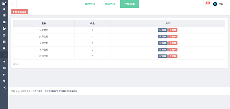 织蝶云文档分类设置
