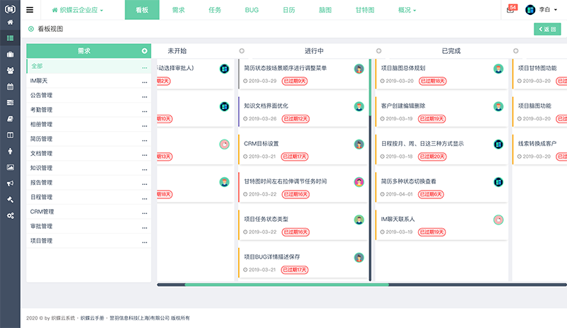 织蝶云项目看板