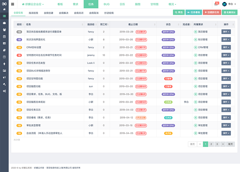 织蝶云项目任务