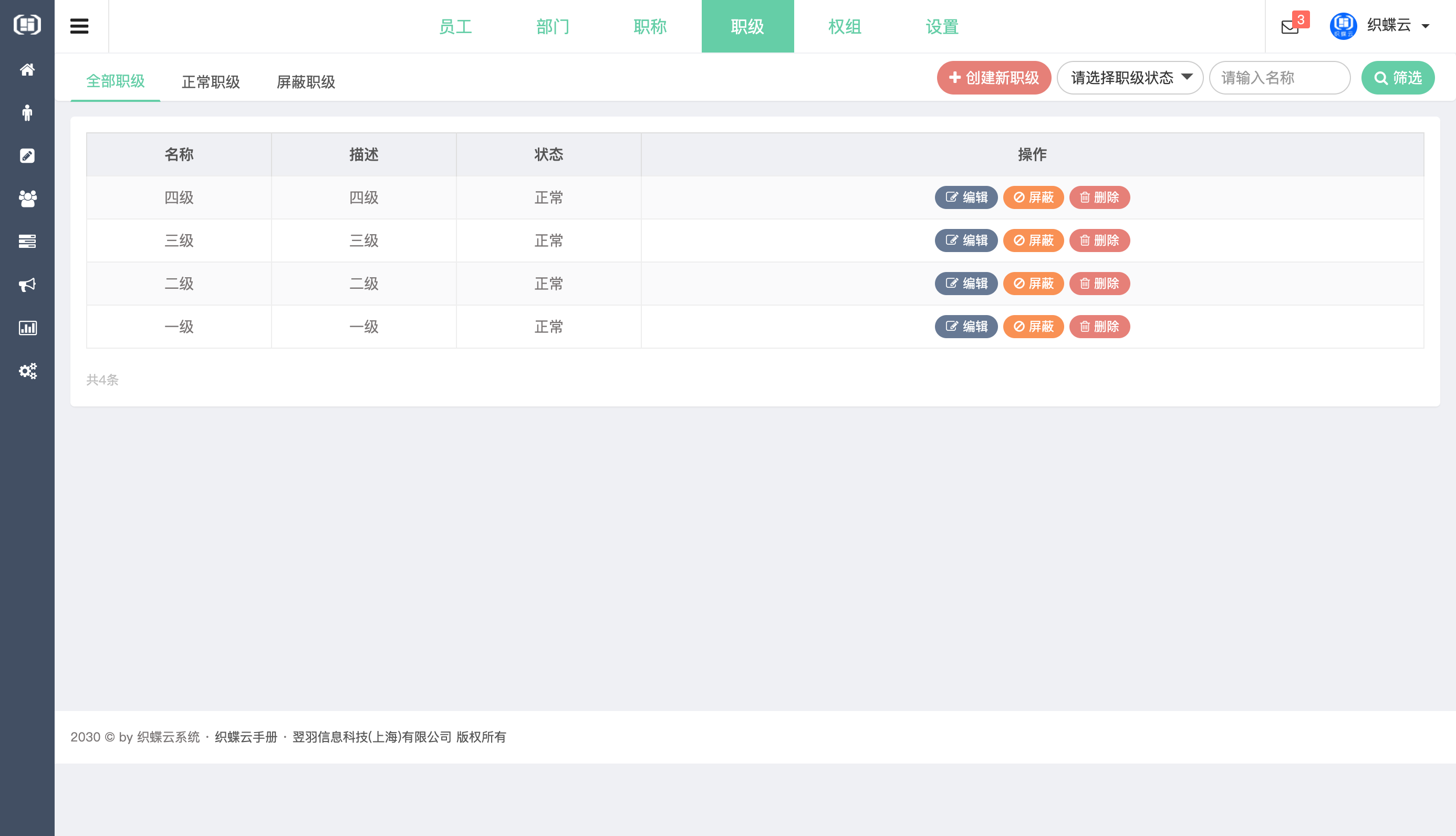 织蝶云职级管理