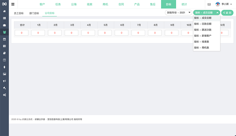 织蝶云CRM企业目标
